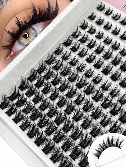 Hinarin 132 piezas de pestañas postizas de estilo anime D-Curl, longitud mixta de 8-16 mm, pestañas individuales esponjosas y alargadoras, adecuadas para extensión de pestañas en casa