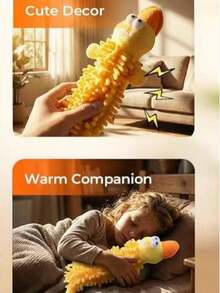 柔软毛绒发声狗狗玩具，无填充物，可爱动物造型，可发出声音，适合小型、中型和大型宠物 - 黃色 - 查看 4