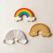 1pc/2pcs/3pcs Cute Rainbow Hot Air Balloon Cookie Cutter Set | Cloud Baking Mold | Plastic Mold For Making Baby Shower Party Birthday Rainbow Desserts! - View 5