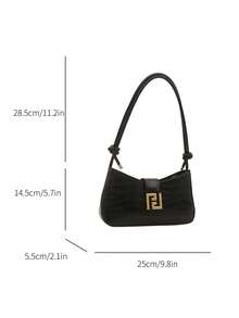 New Luxury Solid Color Versatile Women Shoulder Bag - Black - View 3