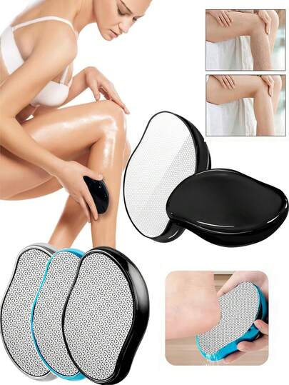 1个无痛水晶脱毛器，多功能耐用玻璃脱毛器，可重复使用且易于清洁的水晶脱毛工具，适用于全身脱毛和足部去角质，男女通用，脱毛工具，身体护理工具，足部抛光工具