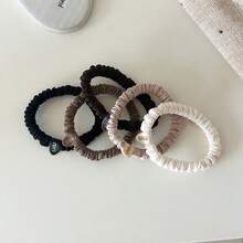 Neutral Color Fabric Hair Scrunchies, High Elasticity Seamless Hair Ties, Minimalist Women Hair Accessories, Versatile For Ponytail, Everyday & Commute Hair Rubber Bands Hair Rope - Multicolor - View 5