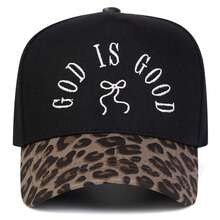 1Piece Men GOD IS GOOD Letter Bow Embroidered Leopard Two Tone Baseball Cap Outdoor Adjustable Sunscreen Leisure Hat Spring Autumn Travel Tourism Beach Vacation - 彩色 - 查看 8