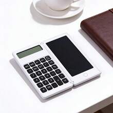 Calculatrice pliable 12 chiffres avec bloc-notes LCD, boutons en silicone, stylet, effacement d'une touche, fonction mémoire (MC/MR/+), racine carrée, calcul de pourcentage, taille portable, alimentée par pile, convient pour un usage au bureau et à l'école - Pièce unique - Voir 5