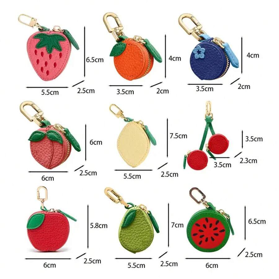 Nuevo monedero portátil con forma de fruta y cereza, cartera con colgante de cuero PU con fresa, monedero, bolsa para auriculares al aire libre IKCA - H - Ver 1