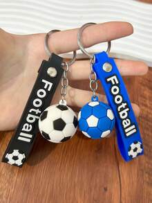 Cute Football Keychain Wrist Strap, Colorful Football Pendant, World Cup Fan Souvenir, Student Football Enthusiast Graduation Back To School Gift Accessory - Multicolor - View 3