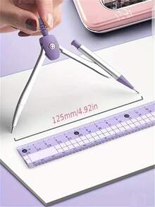 8pcs Upgraded Geometry Ruler Set, Protractor, Triangular Ruler, Compass, Math Teaching Tools, Drawing Learning Stationery, Math Instruments - Sets - View 6
