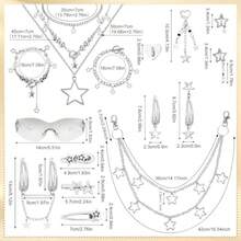 Y2k Accessories Set Included Star Y2k Silver Necklace Grunge Layered Necklace Y2K Sunglasses Star Hair Clip Y2k Silver Hair Clips Keychain Hip Hop Pants Chain Vintage Jewelry Set for Women - Estilo moderno Y2K - Ver 6