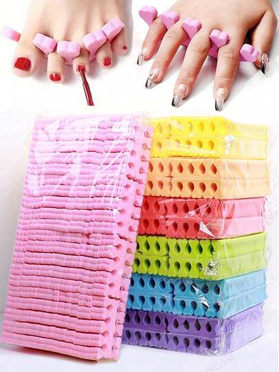 40/100/200片装泡沫趾套 - 高品质美甲彩绘抛光工具套装，2种趣味颜色，美甲用品，美甲工具，返校季，指甲护理，适用于美甲贴纸