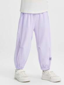 Balabala Boys Girls Summer Lightweight Breathable Mesh Spliced Casual Jogger Pants - Pink Purple - View 2