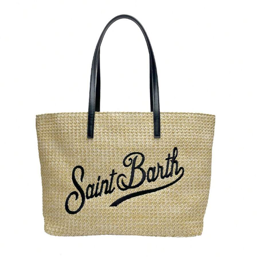 European And American  Beach Straw Bag, Travel And City Straw Bag, European And American Large Capacity Woven Shoulder Bag - 草蓆款 - 查看 1