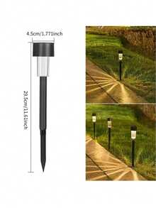 Solar Path Lights, Yard Ground Lights, LED Deck Spike Lights, Solar Deck Lights For Yard, Waterproof ABS Solar Lights For Roadside Decor - Black - View 12