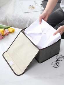 [Delivery Within 2-7 Days In The United States]2pc(Large+Small)Cream Decorative Storage Box Bins With Lid Collapsible Sturdy Organizer Basket Fabric Collapsible Storage Bin, Foldable Storage Box Cube With Lids And Handle Organizer Container For Closet Playroom Bedroom For Home Bedroom Closet Clothes.With Lid And Handle:The Lid And Magic Sticker Sealing Protects Items From Dust And Moisture, And The Handle Makes It Easy To Carry And Move.This Foldable Clothes Storage Box Is Suitable For Homes And Offices And Can Be Used To Store Various Items Such As Clothing, Books, Documents, Toys, Stationery, Etc. They Can Also Be Placed In Cabinets, Wardrobes, Bookshelves, Desks, Etc. For Organization And Organization. - Nhiều màu - Xem 10