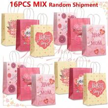 12/16 pièces Sacs-cadeaux thème Fête des Mères, motifs floraux variés, convient pour fêtes à thème, anniversaires, achats professionnels, emballages de faveurs de fête, applicable pour les vacances, événements, réunions et autres occasions - Multicolore - Voir 12