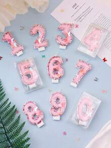 粉色蝴蝶 0-9 數字生日蠟燭，亮片蝴蝶蛋糕裝飾品 粉色亮片婚禮數字杯子蛋糕裝飾，0-9 數字生日蠟燭，皇冠蝴蝶結生日蠟燭，適用於生日派對、婚禮、週年紀念裝飾 - 多色 - 查看 6
