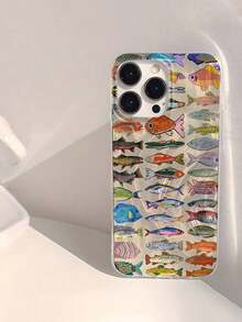 Ocean 1pc Minimalist Fish Pattern Waterproof Anti-Fingerprint Scratch-Resistant Transparent IMD Soft Glossy Smooth Phone Case Compatible With Apple 16/16 Plus/16 Pro/16 Pro Max Shockproof Anti-Fall - Kiểu 1 (1 CÁI) - Xem 4