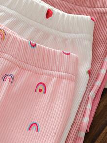 5pcs/Set Baby Girls' Elastic Waist Thin Casual Shorts, Comfortable Non-Binding, Suitable For Summer - Multicolor - View 4