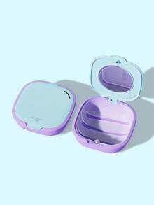 Vibrant Dopamine Orthodontic Retainer Storage Box With Mirror And Drainage Basket, Portable Compact Storage Case, Multi-Functional Travel Denture And Invisible Aligner Holder, Available In 4 Colors (Yellow, Blue, Purple, Pink), Oral Care Accessory, Retainer Cleaner, Fashion Accessory, Transparent Lid Design - Multicolor - View 14
