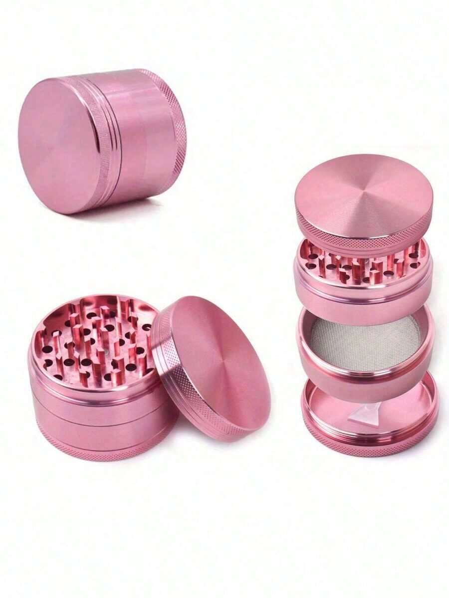 1pc 4-Layer Multi-Color Aluminum Alloy Grinder, Compact & Precise, Convenient For Grinding & Crushing, Kitchen Essential, Premium Metal Multi-Purpose Grinder For Peas, Soybeans, Spices, Portable & Compact Home Accessory, Halloween Gift, Christmas Home Decor - 40mm-màu hồng - Xem 1