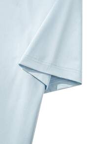 Men's Solid Color Low Elasticity Minimalist Summer Versatile Loose Lightweight Short Sleeve T-Shirt - Dusty Blue - View 6