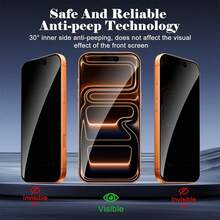 3pcs/Pack Full Screen Privacy Tempered Glass Film, Compatible With IPhone 17/17 Pro/17 Pro Max/17 Air/16/15/14/13/12/11 Pro/Pro Max Plus, Black Framed Anti-Peeping Full Screen Phone Protective Film - Black - View 3