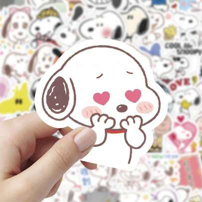 SNOOPY 50张卡通动漫素描贴纸，正版装饰，适用于手机、滑板、水杯等，防水材质