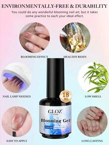 GLOZ 18ml 透明紮染凝膠，可浸泡卸除 UV LED 凝膠指甲油，漸層紮染效果，魔幻大理石水彩花卉紮染半永久指甲油 - 無色 - 查看 2