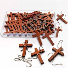 30 chiếc mặt dây chuyền hình thánh giá bằng gỗ tự nhiên, bỏ túi, thích hợp cho việc cầu nguyện tại nhà thờ, lễ Phục Sinh, Giáng Sinh, quà tặng Cơ Đốc giáo, đồ trang sức thủ công tự làm, móc khóa. - đồ trang trí hình chữ thập - Xem 9