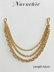 极简主义包带链条，三层装饰链条，度假必备包包配件，包带，包饰，包链配件，教师礼物配件 - 金色 - 查看 2