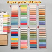 8 Styles/Pack, 200pcs Each, Total 1600pcs Index Label Stickers, PET Plastic Transparent, Suitable For Student Textbooks, Book Pages, Small Cards, Minimalist Bookmarks, Writable Memo Stickers School Supplies - one-size - View 11
