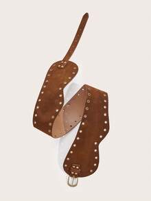 1件波西米亚复古风腰带，复古古铜色孔眼束腰带，适合搭配连衣裙、礼服、外套，适合派对、休闲、上学、约会、日常通勤、度假、婚礼、母亲节礼物 - 棕色 - 查看 4