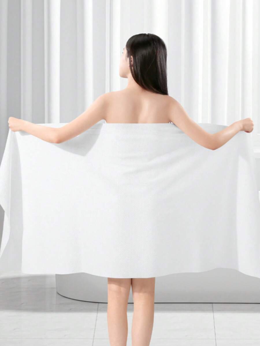 5 buc/pachet prosoape groase de lux de unică folosință, material textil moale nețesut de 70 g/m², ambalaj individual dimensiune 50x100 cm, potrivit pentru călătorii, fitness și utilizare în aer liber, prosoape groase nețesute, prosoape ambalate individual, prosoape de călătorie, prosoape de fitness, prosoape de curățare în aer liber - alb - Vizualizare 1