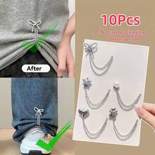 2 chiếc kẹp ống quần denim hình trái tim/nơ đính ngọc trai giả, dùng để tránh ống quần bị kéo lê trên mặt đất, khóa giày chống trượt, điều chỉnh độ dài quần, ngăn ống quần chạm đất, phù hợp với quần jean và quần dài. - A - Xem 21