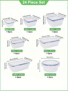 24pcs-food storage containers, with easy-pull LIDS, for pantry and kitchen organizations - with free labels and markings, kitchen storage accessories. - Transparencia - Ver 10
