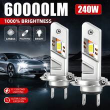 2个H7 H1 H4 H11 9005 9006 LED大灯灯泡，60000流明 240W 超亮 CANBUS 即插即用 LED 大灯和雾灯灯泡 - 安装简便 - M35 - 查看 12