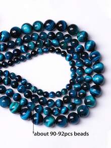 1 hebra de cuentas de ojo de tigre azul de 4 6 8 10 mm, estilo bohemio, piedras preciosas naturales, espaciadores de cuentas sueltas para hacer joyas, pulseras y accesorios DIY para niñas - Azul - Ver 13
