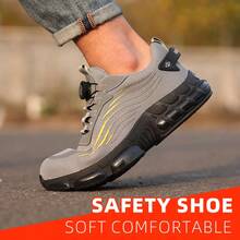 Ding gu Safety Shoes Industrial Safety Shoes Safety Boots Function Trainers Outdoor Work Shoes Men's Puncture Proof Steel Toe Anti-Smash Non-Slip Shock Absorbing Work Safety Shoes - 灰色 - 查看 9