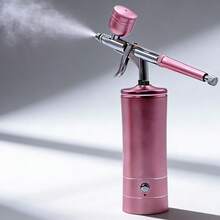Cordless Rechargeable Airbrush Kit With Compressor Air Brush System, 0.3mm Nozzle & Cleaning Brush Suitable For Nail Art, Makeup, Painting, Decorating - Professional & Use - Pull down + Apply Powder - View 6