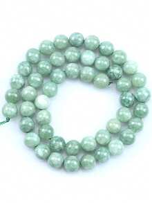 Cuentas sueltas redondas de jade birmano natural de 6/8/10mm con espaciador de ágata para hacer joyas DIY, accesorios para collares y pulseras - verde menta - Ver 3