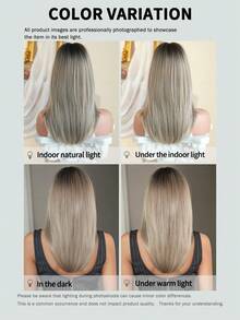 7JHH WIGS Ombre Brown Layered Wig For Women 18 Inch Elegant Shoulder Length Straight Wig With Bangs Dark Roots, Natural Looking Soft Heat Resistant Fluffy Glueless Synthetic Fiber Wig For Daily Wear, Beginners Wigs Accessories, Mother's Day Gifts - 漸層棕色 - 查看 7