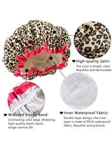 1pc Shower Cap For Women, Elastic And Reusable, Hair Bath Caps, Double Waterproof Layers Bathing Hat - Multicolor - View 3