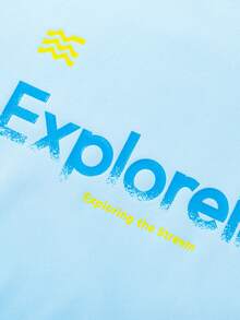 Balabala Big Boys' New Summer Two Pieces UV Protection Rash Guard Swimsuit Set - Blue Tint - View 7