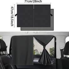 1/2pcs Magnetic Double-Layer Car Sun Shade, Suitable For Rear Side Windows, Provides Full Or Half Blackout Privacy Coverage, Magnetic Car Window Curtain - Multicolor - View 10