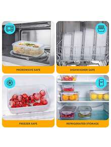 24pcs-food storage containers, with easy-pull LIDS, for pantry and kitchen organizations - with free labels and markings, kitchen storage accessories. - Transparencia - Ver 7