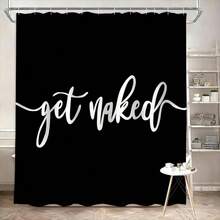 1/3/4 Pcs Black Printed Shower Curtain Set, Non-Slip Bath Mat, U-Shaped Toilet Mat, Toilet Lid Cover, Bathtub Curtain, Bathroom Accessories With 12 Hooks, Bathroom Home Decor, Shower Curtain Set, Bathroom Decor, Home Decor - A - View 14
