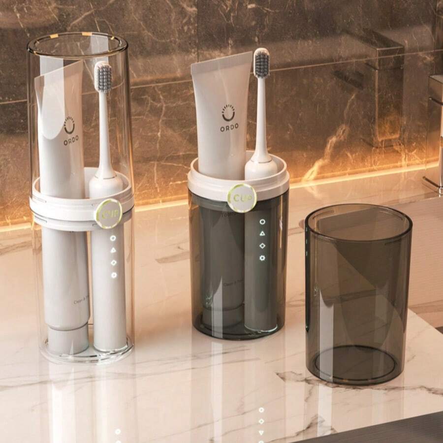 多功能旅行洗漱收纳管，可拆卸牙刷和牙膏杯，卫生