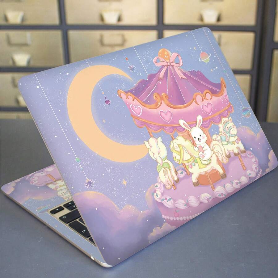 2张印花笔记本电脑贴膜，适用于惠普、苹果、康柏、宏基等品牌的15.6-16英寸笔记本电脑，可移除且防刮擦 - 查看 1