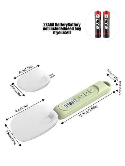  Báscula de cocina portátil de alta precisión, cuchara medidora doméstica, rango de 500g, cuchara medidora en gramos, cuchara para harina, cuchara medidora - Hecha de plástico, apta para contacto con alimentos, funciona con pilas (pilas no incluidas).