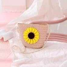 1 Túi hoa đan bằng cỏ kiểu đồng quê dễ thương - Màu Hồng baby - Xem 11