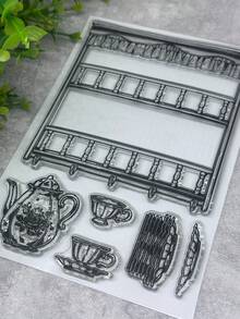 1 Transparent Clear Stamp Retro Rubber Transparent Card Shelving Making Stamp DIY Scrapbook Photo Magazine Album Decoration Stamp - C - View 2